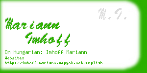 mariann imhoff business card